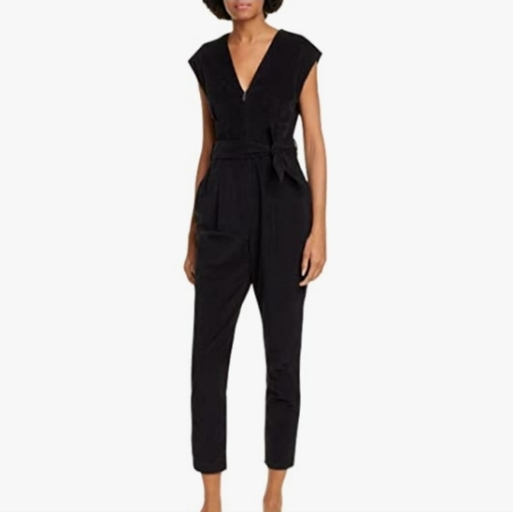 La Vie Rebecca Taylor Black Plush Stretch Jumpsuit